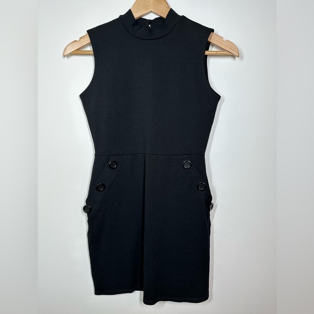 Rebel Sugar Black Bodycon Mock Neck Mini Dress XS‎